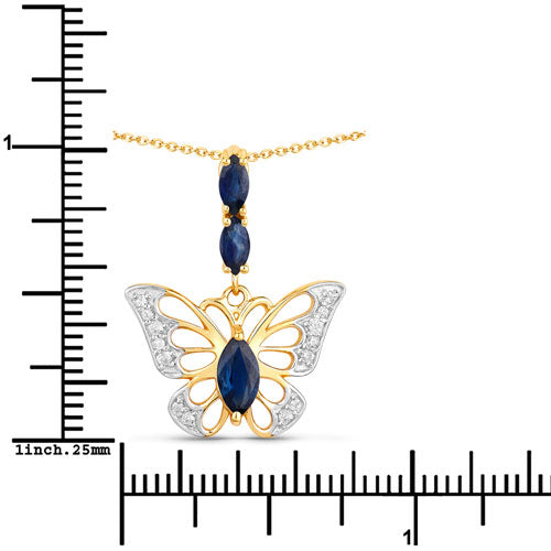 0.92 Carat Genuine Blue Sapphire and White Zircon .925 Sterling Silver Pendant on sale at MyriadMart