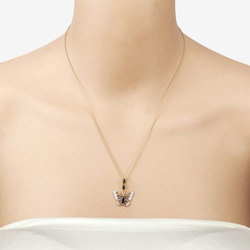 0.92 Carat Genuine Blue Sapphire and White Zircon .925 Sterling Silver Pendant on sale at MyriadMart