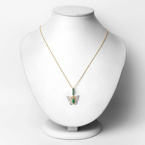 0.72 Carat Genuine Emerald and White Zircon .925 Sterling Silver Pendant on sale at MyriadMart
