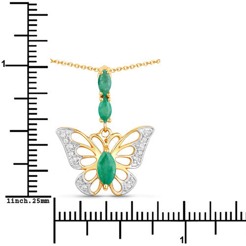 0.72 Carat Genuine Emerald and White Zircon .925 Sterling Silver Pendant on sale at MyriadMart