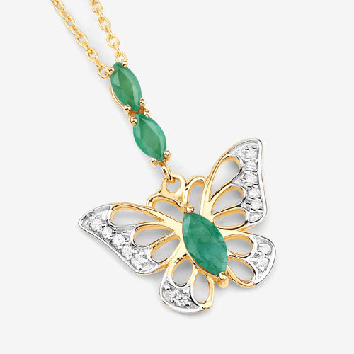 0.72 Carat Genuine Emerald and White Zircon .925 Sterling Silver Pendant on sale at MyriadMart