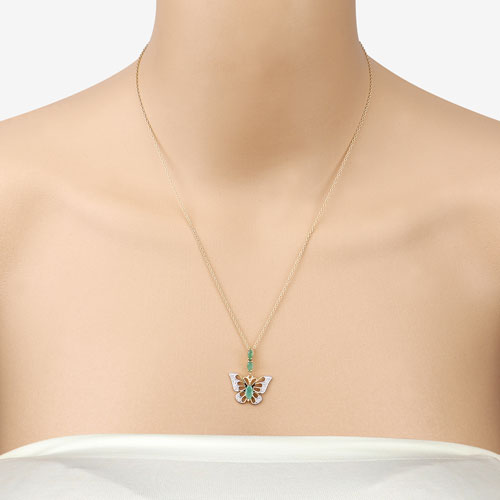 0.72 Carat Genuine Emerald and White Zircon .925 Sterling Silver Pendant on sale at MyriadMart