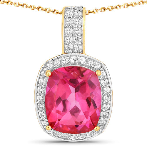 6.87 Carat Genuine Pink Topaz and White Topaz .925 Sterling Silver Pendant on sale at MyriadMart