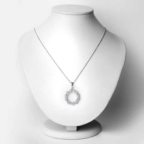 1.10 Carat Genuine Aquamarine and White Topaz .925 Sterling Silver Pendant on sale at MyriadMart