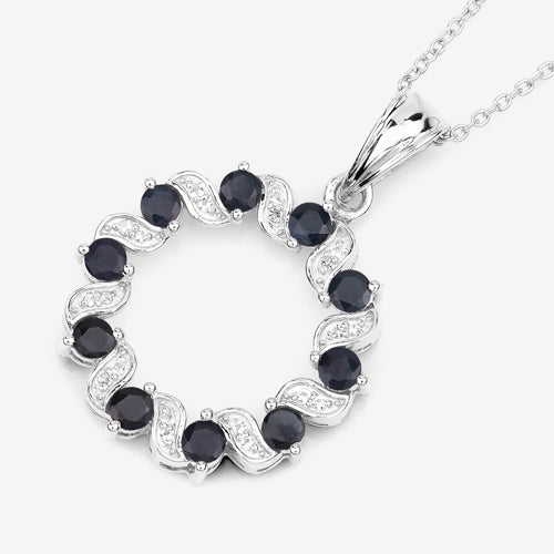 1.30 Carat Genuine Blue Sapphire and White Topaz .925 Sterling Silver Pendant on sale at MyriadMart