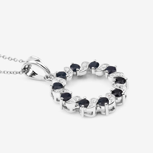 1.30 Carat Genuine Blue Sapphire and White Topaz .925 Sterling Silver Pendant on sale at MyriadMart