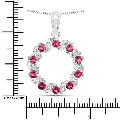 1.30 Carat Genuine Pink Tourmaline and White Topaz .925 Sterling Silver Pendant on sale at MyriadMart