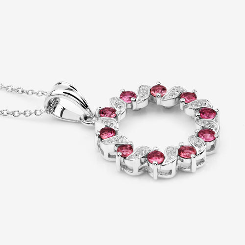 1.30 Carat Genuine Pink Tourmaline and White Topaz .925 Sterling Silver Pendant on sale at MyriadMart