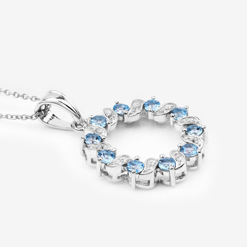 1.30 Carat Genuine Swiss Blue Topaz and White Topaz .925 Sterling Silver Pendant on sale at MyriadMart