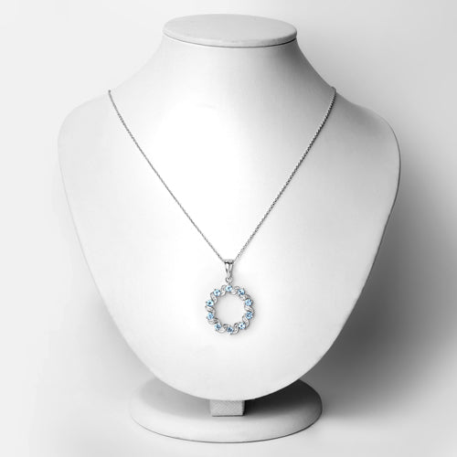 1.30 Carat Genuine Swiss Blue Topaz and White Topaz .925 Sterling Silver Pendant on sale at MyriadMart