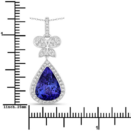 5.54 Carat Genuine Tanzanite and White Diamond 18K White Gold Pendant on sale at MyriadMart