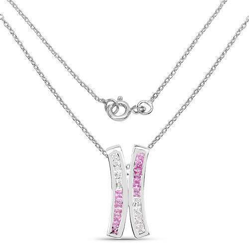 1.08 Carat Genuine Pink Sapphire and White Sapphire .925 Sterling Silver Pendant on sale at MyriadMart