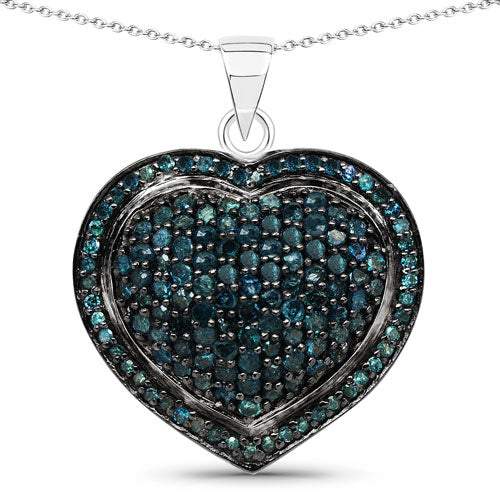 1.25 Carat Genuine Blue Diamond .925 Sterling Silver Pendant on sale at MyriadMart
