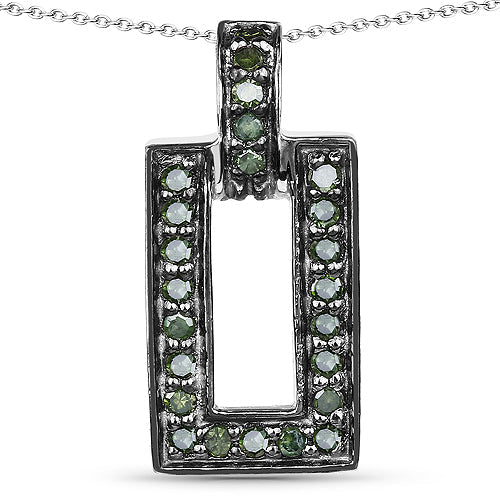 0.36 Carat Genuine Green Diamond .925 Sterling Silver Pendant on sale at MyriadMart