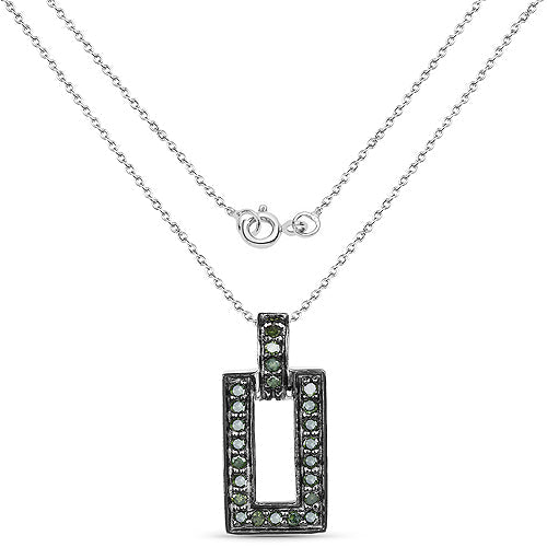 0.36 Carat Genuine Green Diamond .925 Sterling Silver Pendant on sale at MyriadMart