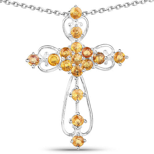 2.24 Carat Genuine Yellow Sapphire .925 Sterling Silver Pendant on sale at MyriadMart