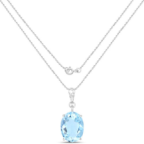 11.25 Carat Genuine Swiss Blue Topaz .925 Sterling Silver Pendant on sale at MyriadMart