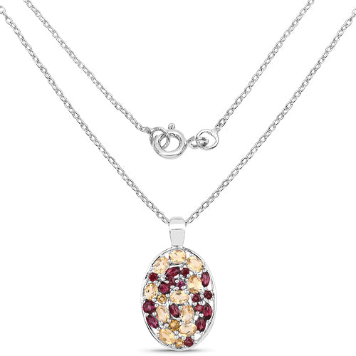 2.88 Carat Genuine Citrine and Rhodolite .925 Sterling Silver Pendant on sale at MyriadMart