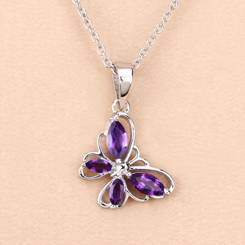 0.60 Carat Genuine Amethyst .925 Sterling Silver Pendant on sale at MyriadMart