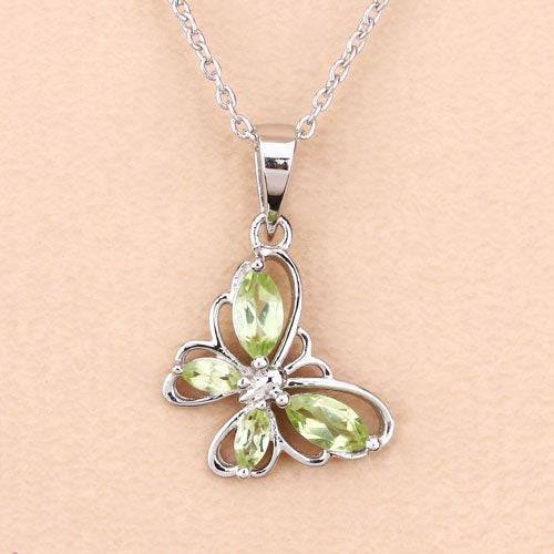 0.64 Carat Genuine Peridot .925 Sterling Silver Pendant on sale at MyriadMart