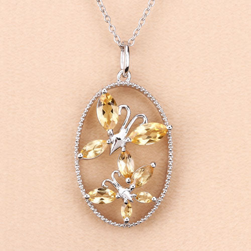 2.30 Carat Genuine Citrine .925 Sterling Silver Pendant on sale at MyriadMart