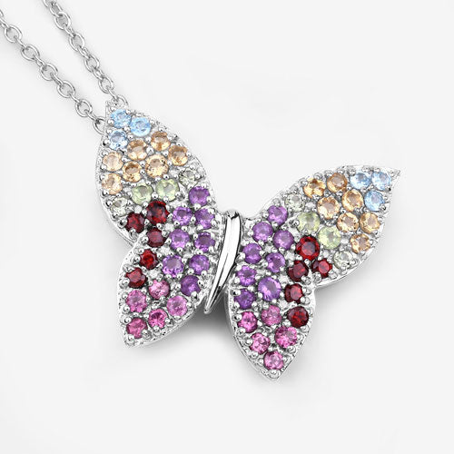 1.62 Carat Genuine Multi Stones .925 Sterling Silver Pendant on sale at MyriadMart