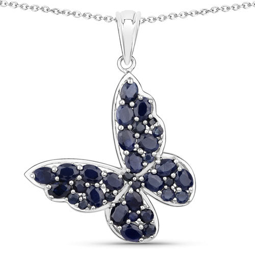 4.36 Carat Genuine Blue Sapphire .925 Sterling Silver Pendant on sale at MyriadMart