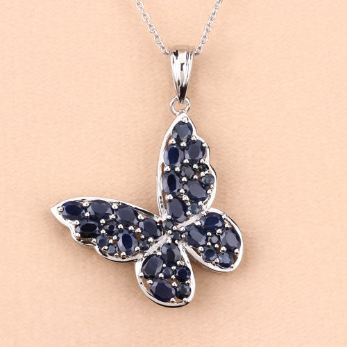 4.36 Carat Genuine Blue Sapphire .925 Sterling Silver Pendant on sale at MyriadMart