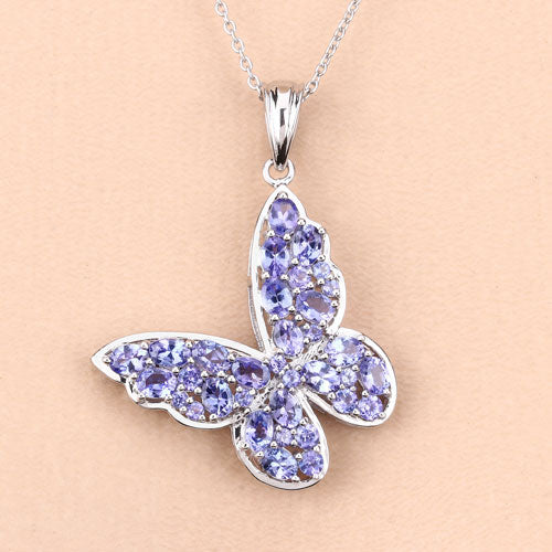 3.78 Carat Genuine Tanzanite .925 Sterling Silver Pendant on sale at MyriadMart