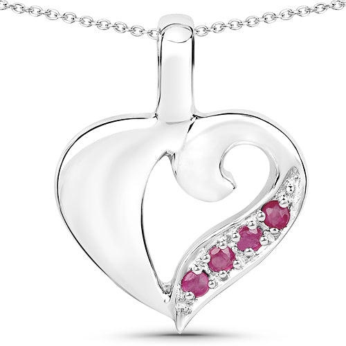 0.18 Carat Genuine Ruby .925 Sterling Silver Pendant on sale at MyriadMart