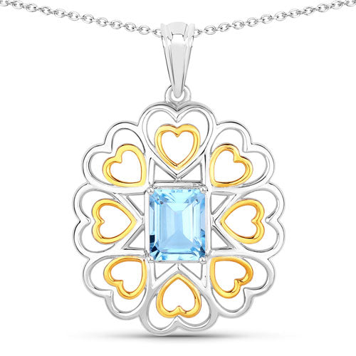 2.60 Carat Genuine Blue Topaz .925 Sterling Silver Pendant on sale at MyriadMart