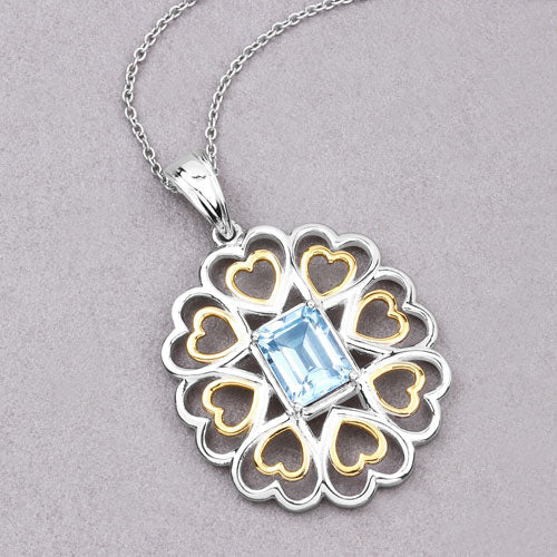 2.60 Carat Genuine Blue Topaz .925 Sterling Silver Pendant on sale at MyriadMart