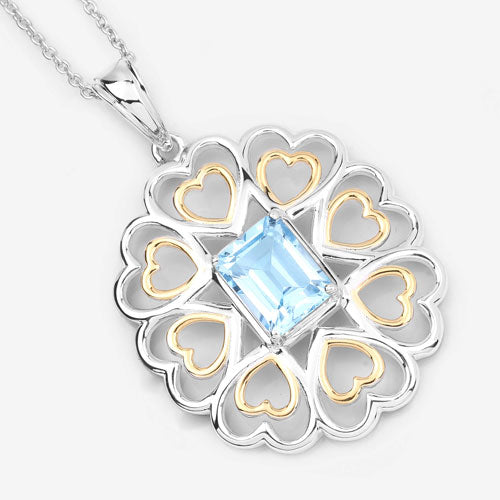 2.60 Carat Genuine Blue Topaz .925 Sterling Silver Pendant on sale at MyriadMart