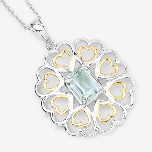 2.10 Carat Genuine Green Amethyst .925 Sterling Silver Pendant on sale at MyriadMart