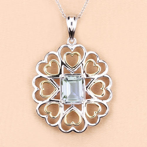 2.10 Carat Genuine Green Amethyst .925 Sterling Silver Pendant on sale at MyriadMart