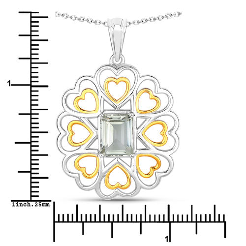 2.10 Carat Genuine Green Amethyst .925 Sterling Silver Pendant on sale at MyriadMart