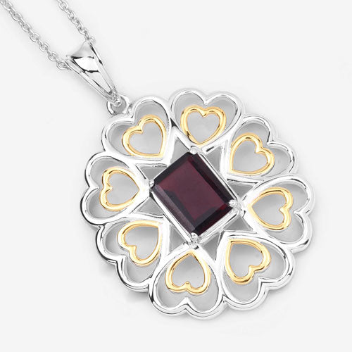 2.55 Carat Genuine Garnet .925 Sterling Silver Pendant on sale at MyriadMart