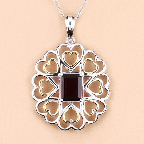 2.55 Carat Genuine Garnet .925 Sterling Silver Pendant on sale at MyriadMart