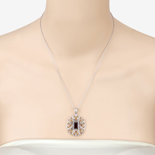 2.55 Carat Genuine Garnet .925 Sterling Silver Pendant on sale at MyriadMart