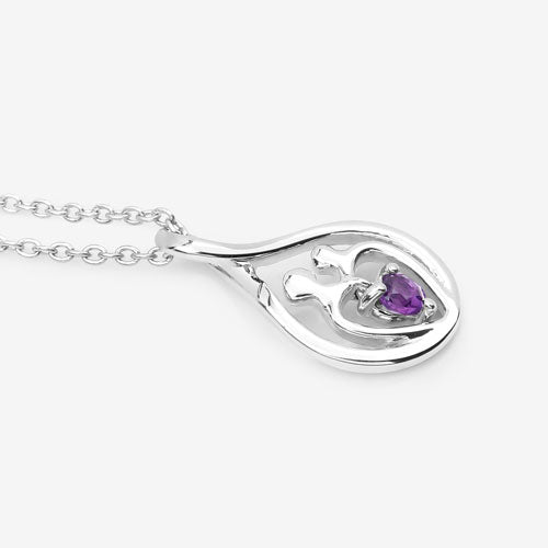 0.15 Carat Genuine Amethyst .925 Sterling Silver Pendant on sale at MyriadMart