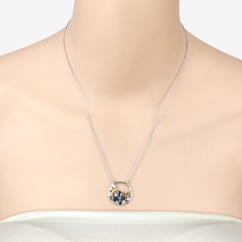 1.41 Carat Genuine Blue Sapphire and White Topaz .925 Sterling Silver Pendant on sale at MyriadMart