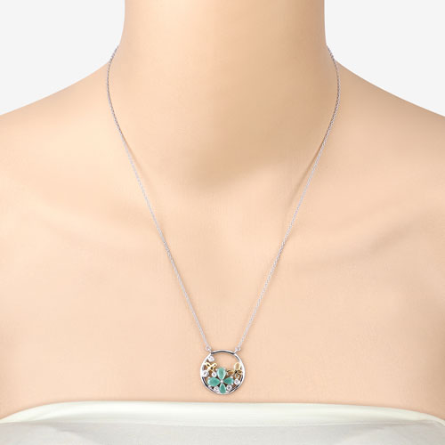 1.35 Carat Genuine Emerald and White Topaz .925 Sterling Silver Pendant on sale at MyriadMart