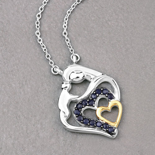 0.28 Carat Genuine Blue Sapphire .925 Sterling Silver Pendant on sale at MyriadMart