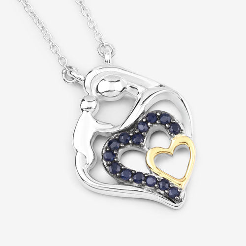 0.28 Carat Genuine Blue Sapphire .925 Sterling Silver Pendant on sale at MyriadMart
