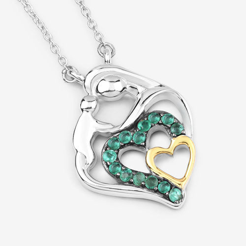 0.24 Carat Genuine Emerald .925 Sterling Silver Pendant on sale at MyriadMart