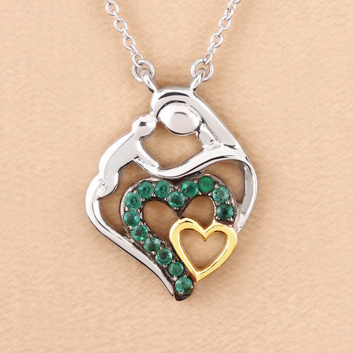 0.24 Carat Genuine Emerald .925 Sterling Silver Pendant on sale at MyriadMart