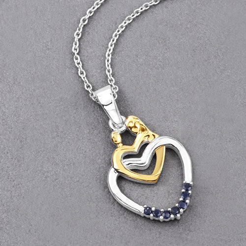 0.14 Carat Genuine Blue Sapphire .925 Sterling Silver Pendant on sale at MyriadMart