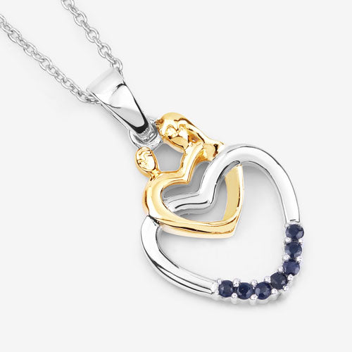 0.14 Carat Genuine Blue Sapphire .925 Sterling Silver Pendant on sale at MyriadMart
