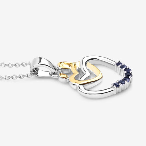 0.14 Carat Genuine Blue Sapphire .925 Sterling Silver Pendant on sale at MyriadMart
