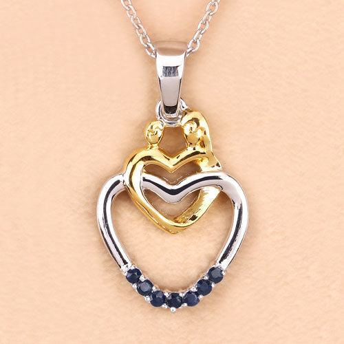 0.14 Carat Genuine Blue Sapphire .925 Sterling Silver Pendant on sale at MyriadMart